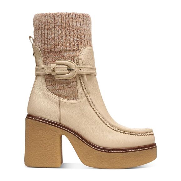 NWT SAM EDELMAN Womens Eggshell Ivory Sweater Cuffs Sidney Booties 7.5 M - Picture 3 of 5